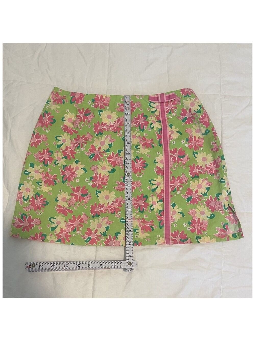 Lilly Pulitzer Floral & Rhino Print Women’s Mini Skirt W/Shorts Size 4P Skort - Picture 10 of 11